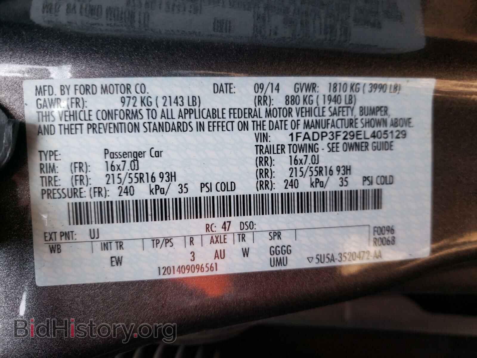 2014 FORD FOCUS - VIN: 1FADP3F29EL405129 - Фото 10