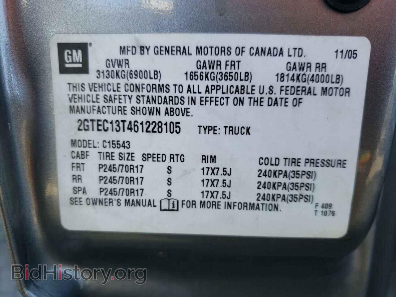 2006 GMC SIERRA - VIN: 2GTEC13T461228105 - Фото 10