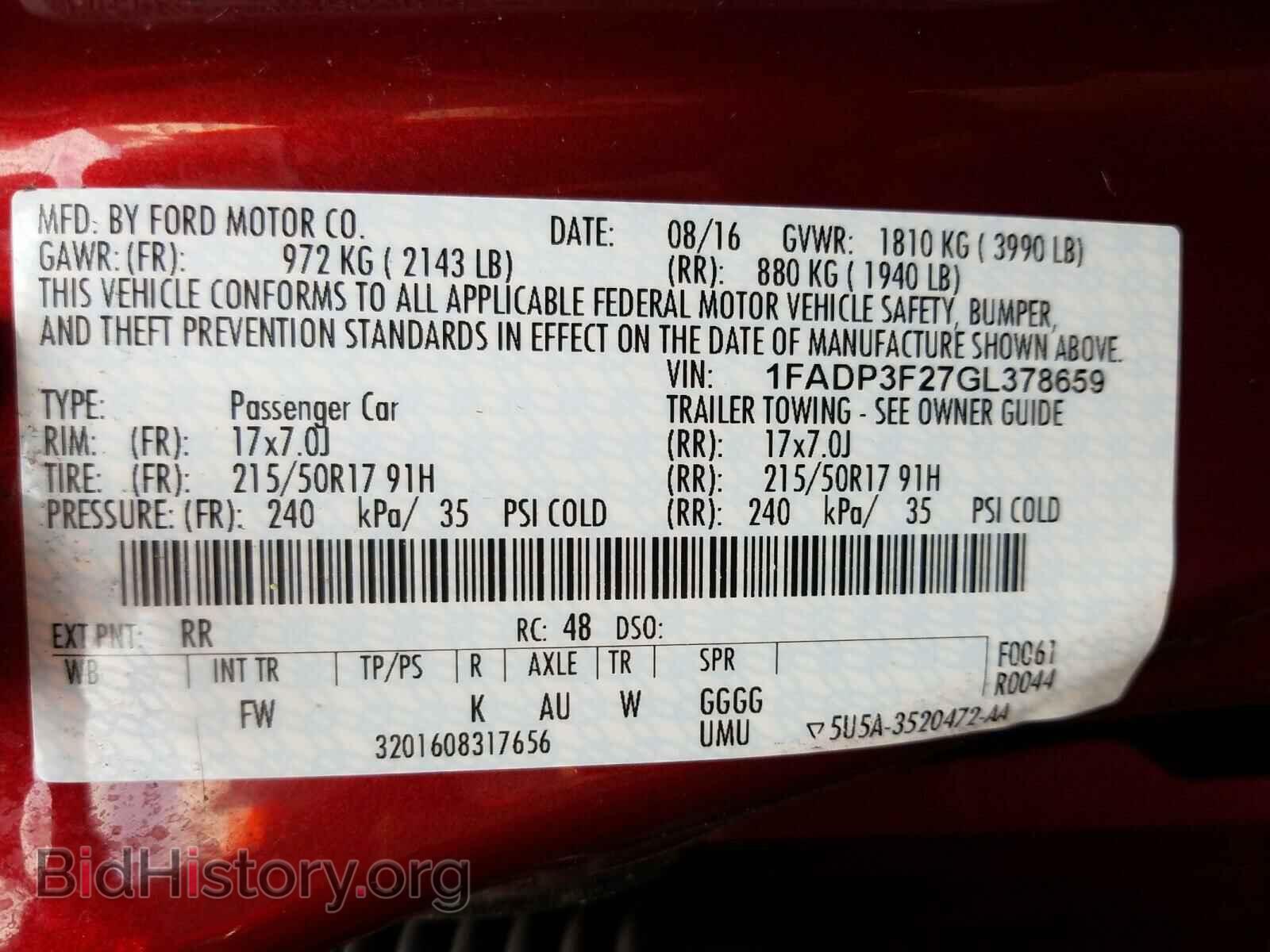 2016 FORD FOCUS - VIN: 1FADP3F27GL378659 - Фото 10
