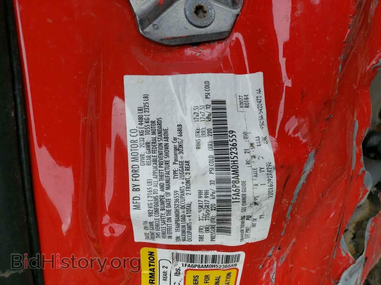 2017 FORD MUSTANG - VIN: 1FA6P8AM0H5236559 - Фото 12