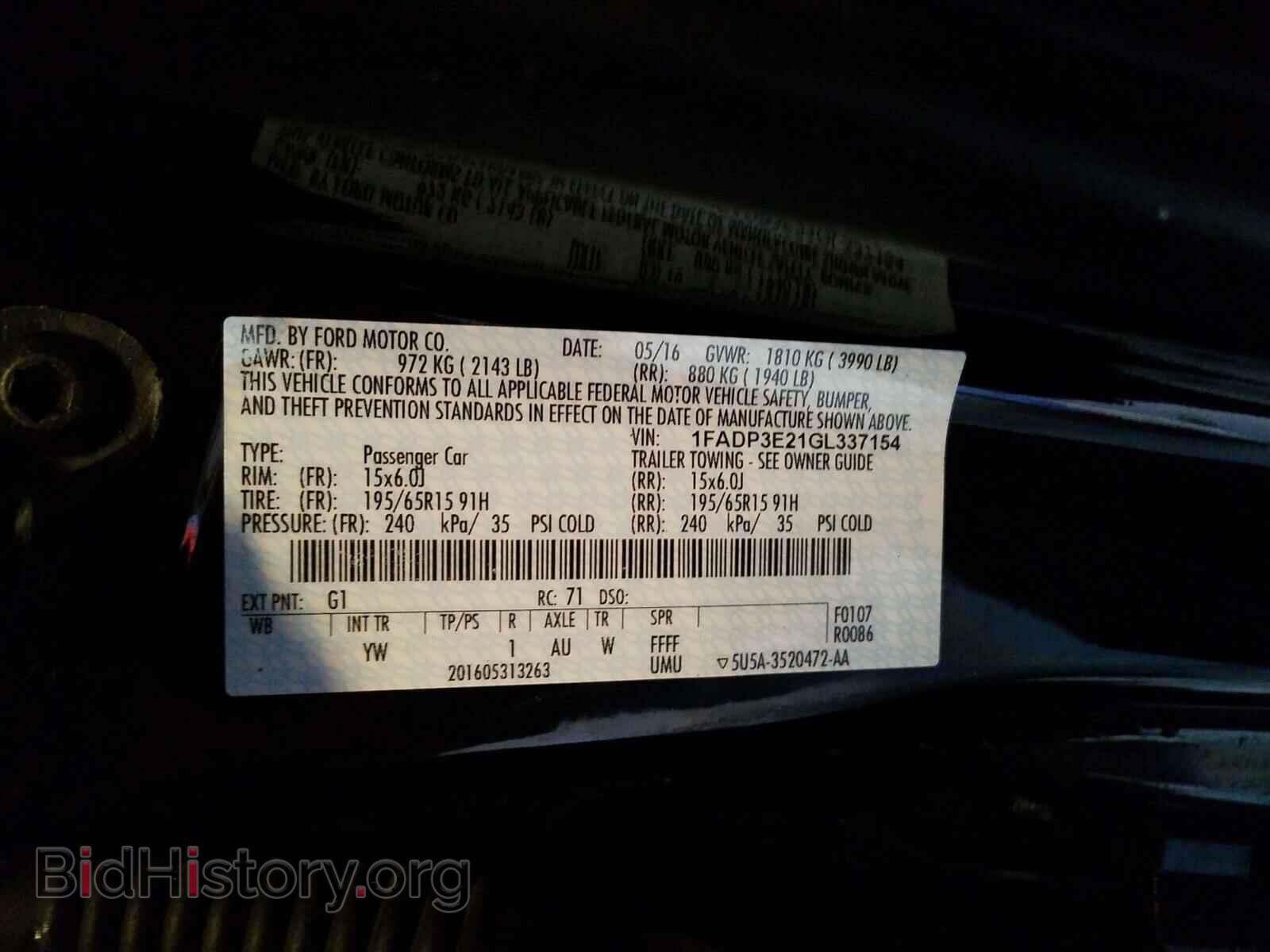 2016 FORD FOCUS - VIN: 1FADP3E21GL337154 - Photo 10