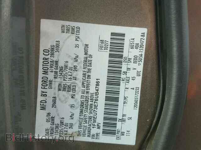 2006 FORD EXPLORER - VIN: 1FMEU73E76UB47861 - Фото 10