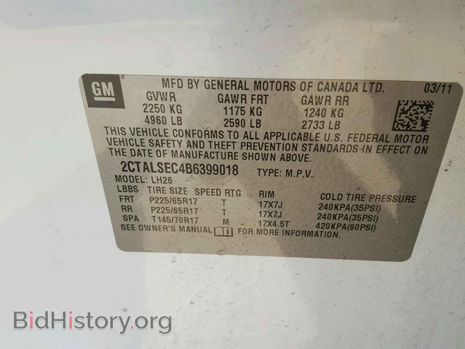 2011 GMC TERRAIN - VIN: 2CTALSEC4B6399018 - Photo 10