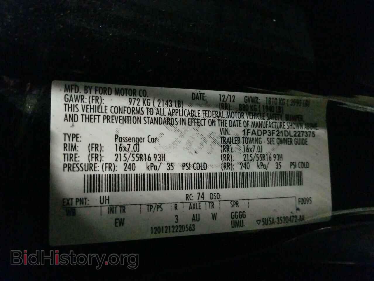 2013 FORD FOCUS - VIN: 1FADP3F21DL227375 - Фото 10
