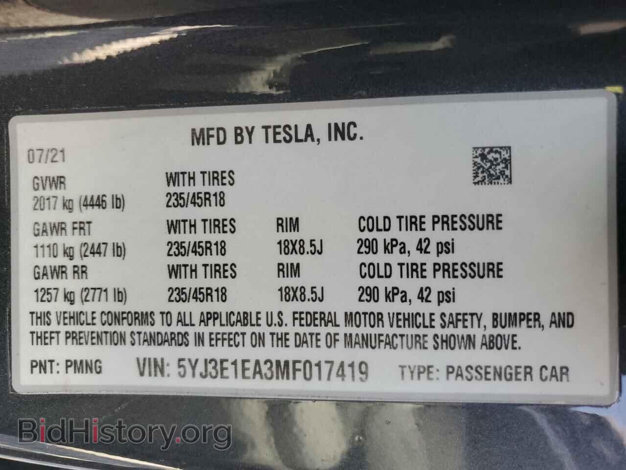 2021 TESLA MODEL 3 - VIN: 5YJ3E1EA3MF017419 - Фото 13