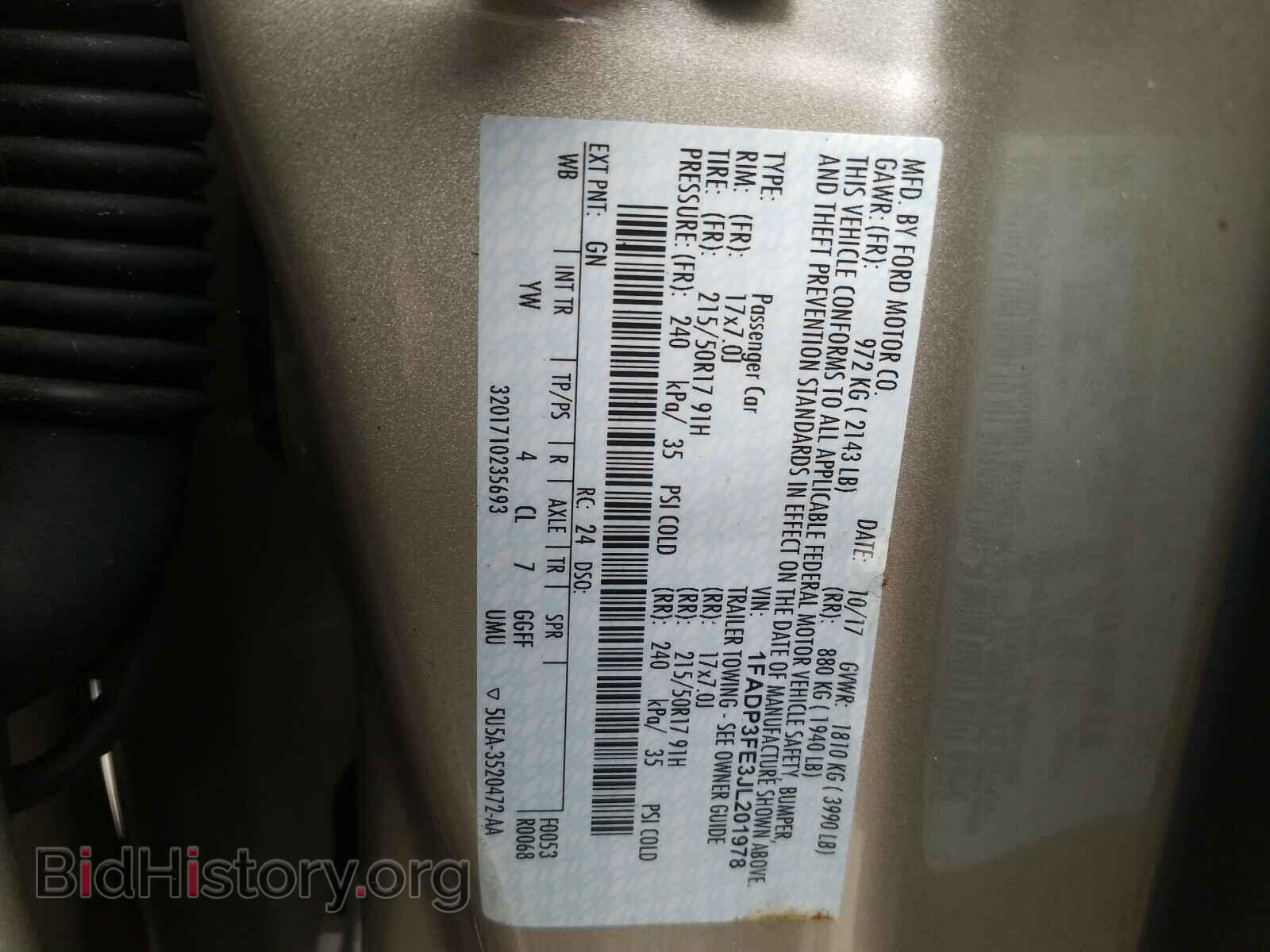 2018 FORD FOCUS - VIN: 1FADP3FE3JL201978 - Фото 10