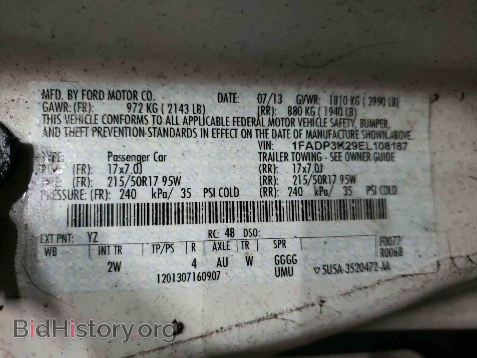 2014 FORD FOCUS - VIN: 1FADP3K29EL108187 - Фото 10