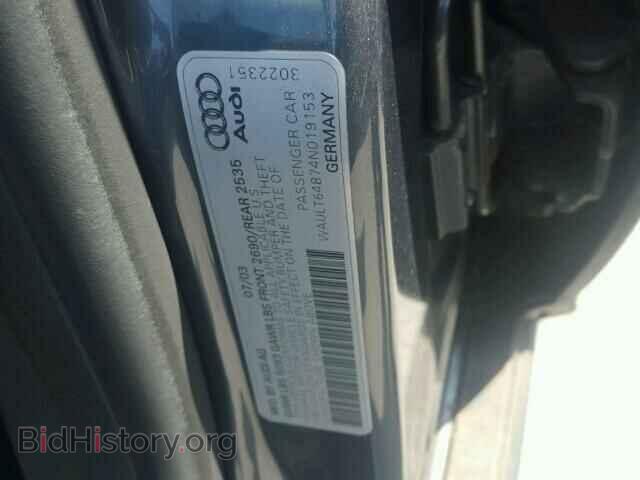 2004 AUDI A6 - VIN: WAULT64B74N019153 - Фото 10