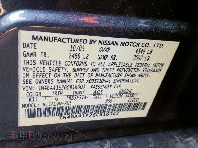 2006 NISSAN MAXIMA - VIN: 1N4BA41E26C816003 - Фото 10