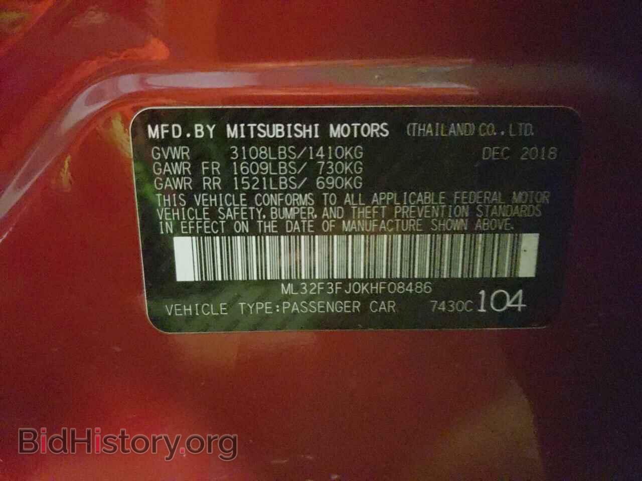 2019 MITSUBISHI MIRAGE - VIN: ML32F3FJ0KHF08486 - Фото 10