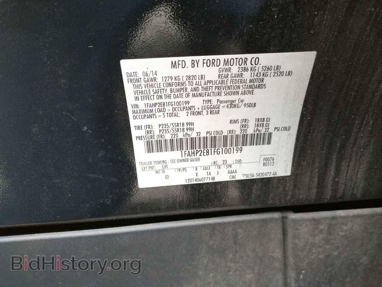 2015 FORD TAURUS - VIN: 1FAHP2E81FG100199 - Фото 10