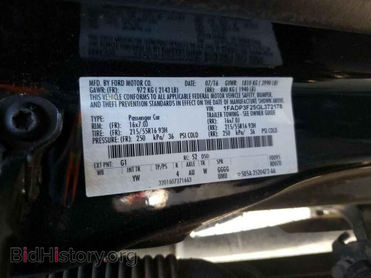 2016 FORD FOCUS - VIN: 1FADP3F25GL372178 - Фото 10