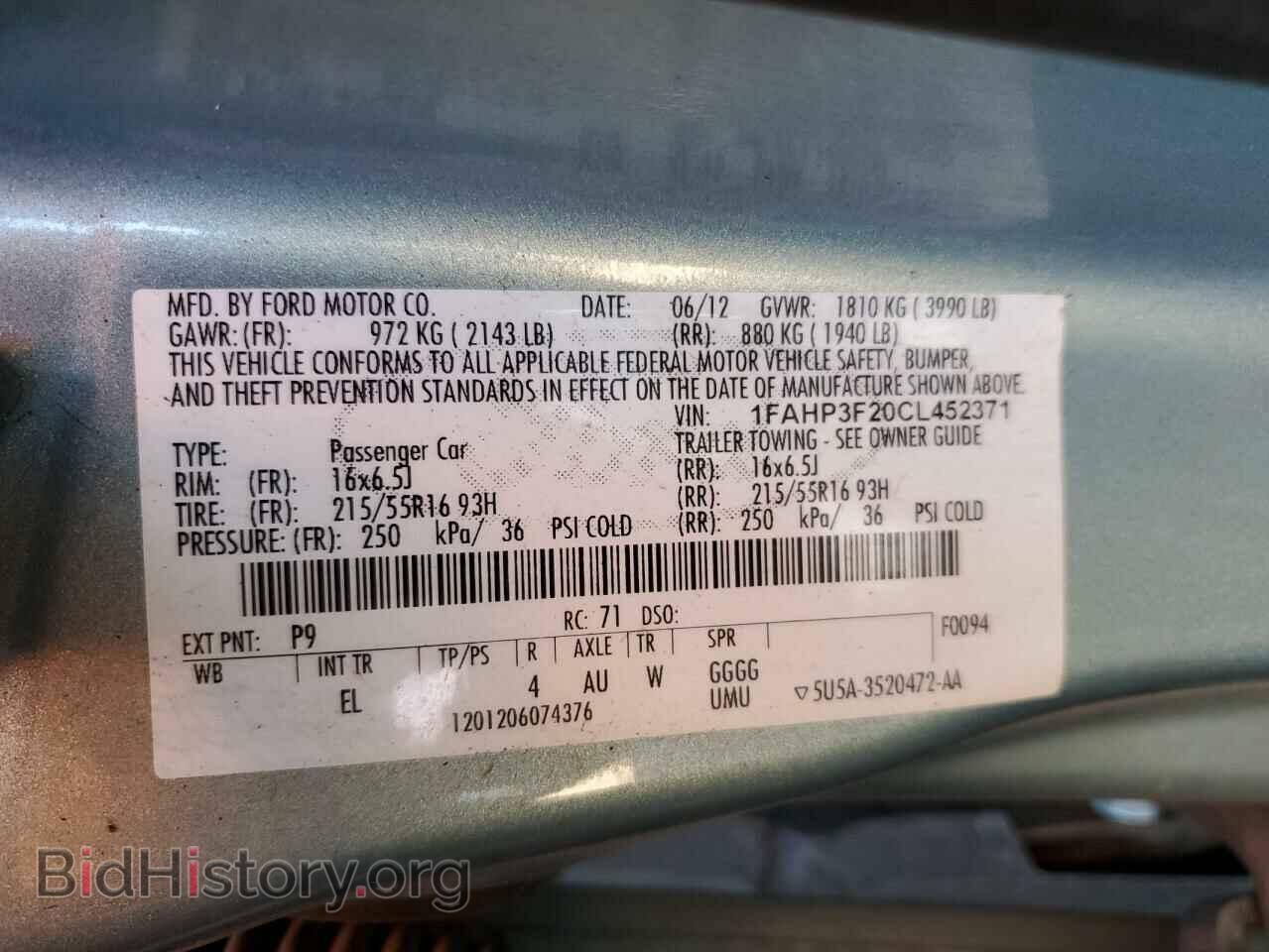 2012 FORD FOCUS - VIN: 1FAHP3F20CL452371 - Фото 12