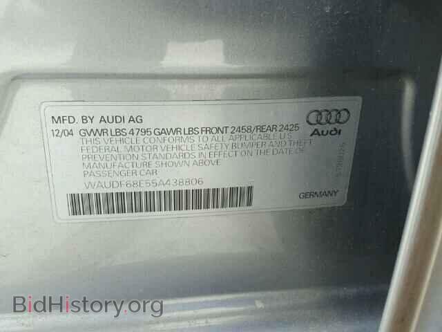 2005 AUDI A4 - VIN: WAUDF68E55A438806 - Photo 10