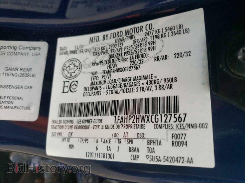 2012 Ford TAURUS (VIN 1FAHP2HWXCG127567) — photo 10 of 10