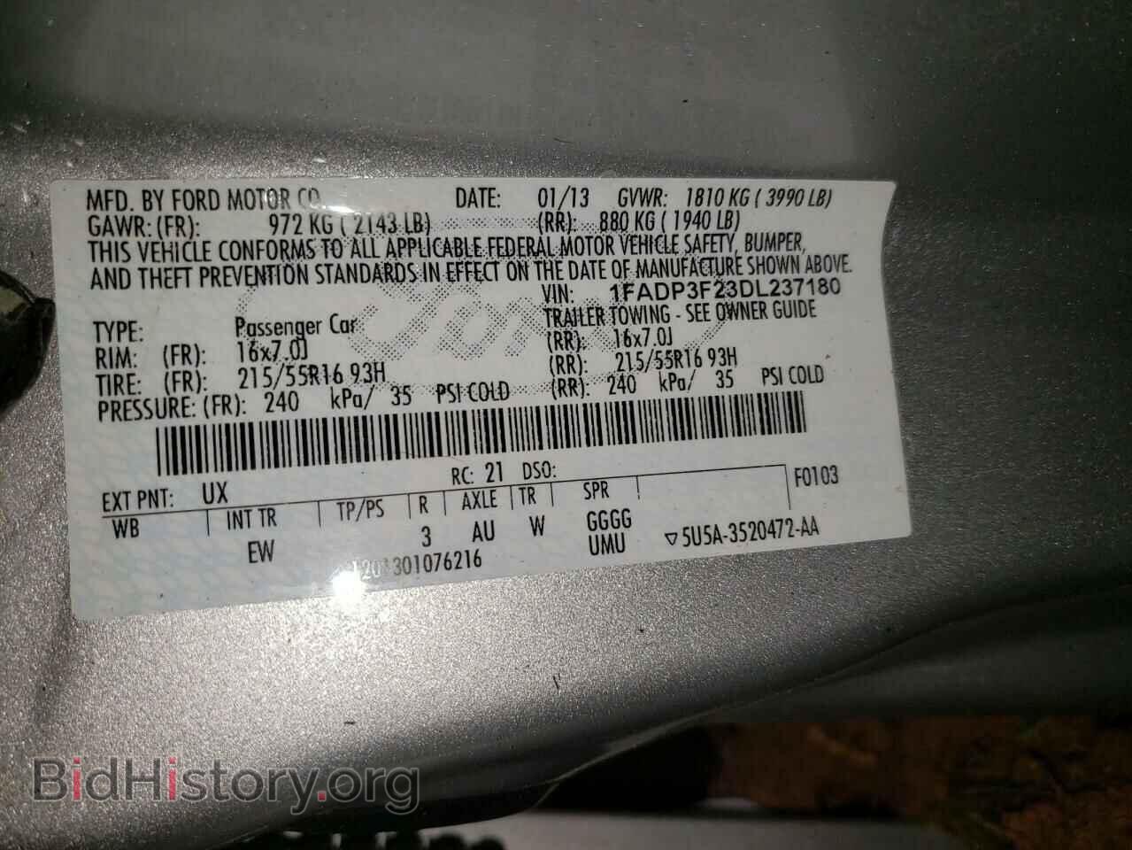 2013 FORD FOCUS - VIN: 1FADP3F23DL237180 - Фото 10