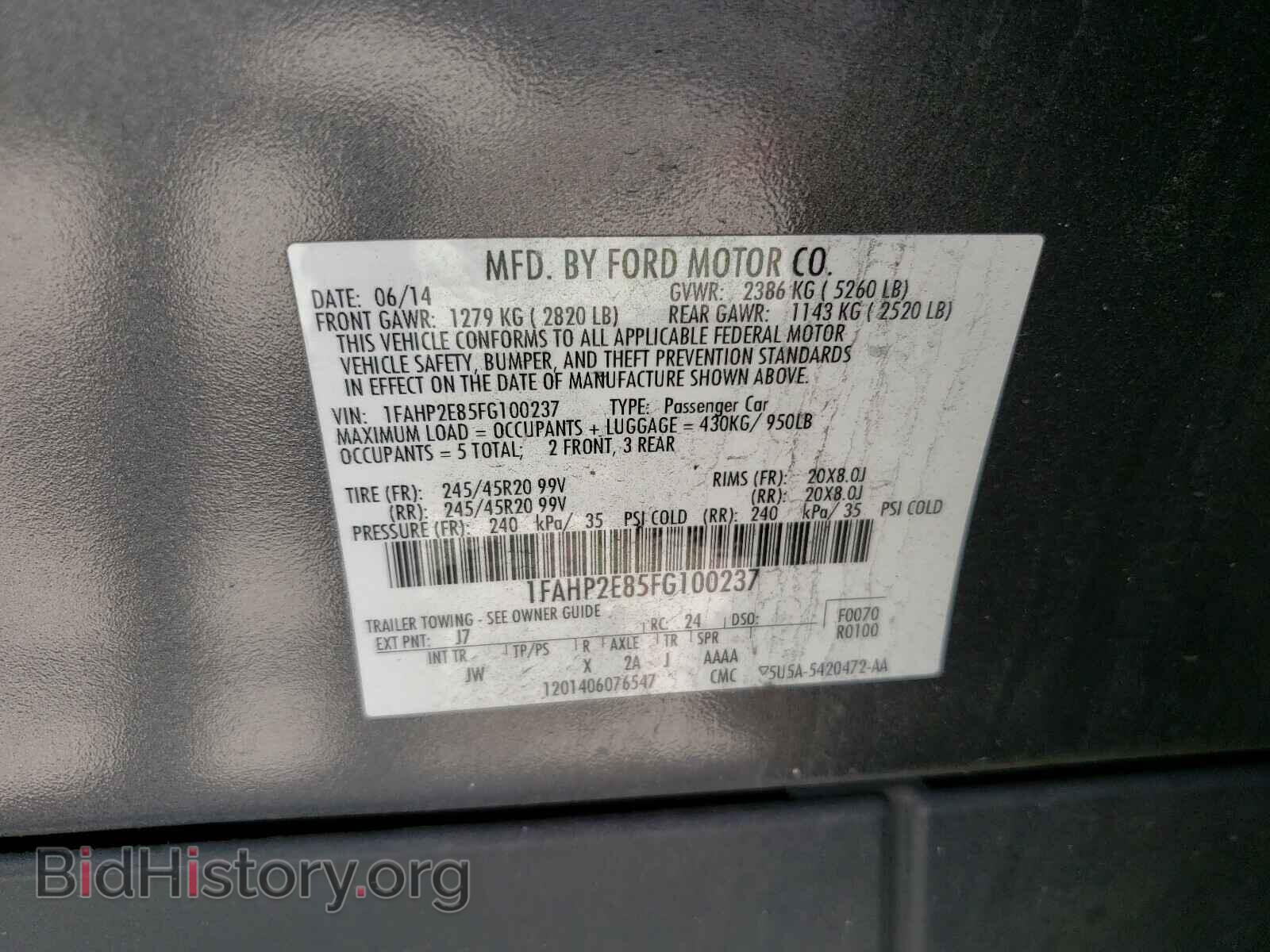 2015 FORD TAURUS - VIN: 1FAHP2E85FG100237 - Photo 10