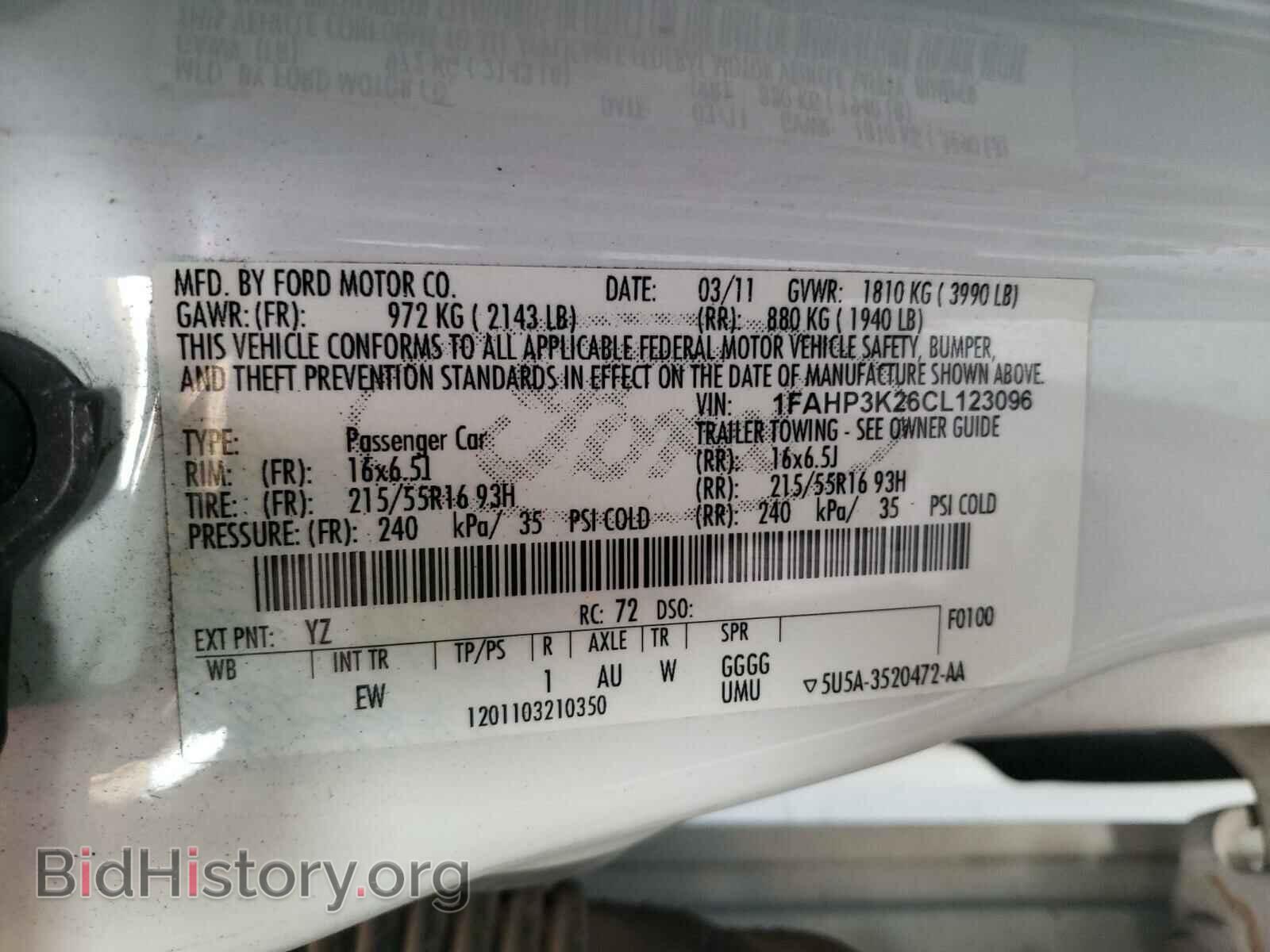 2012 FORD FOCUS - VIN: 1FAHP3K26CL123096 - Фото 10