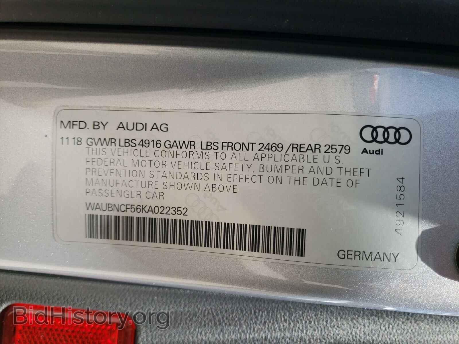2019 AUDI A5 - VIN: WAUBNCF56KA022352 - Фото 10