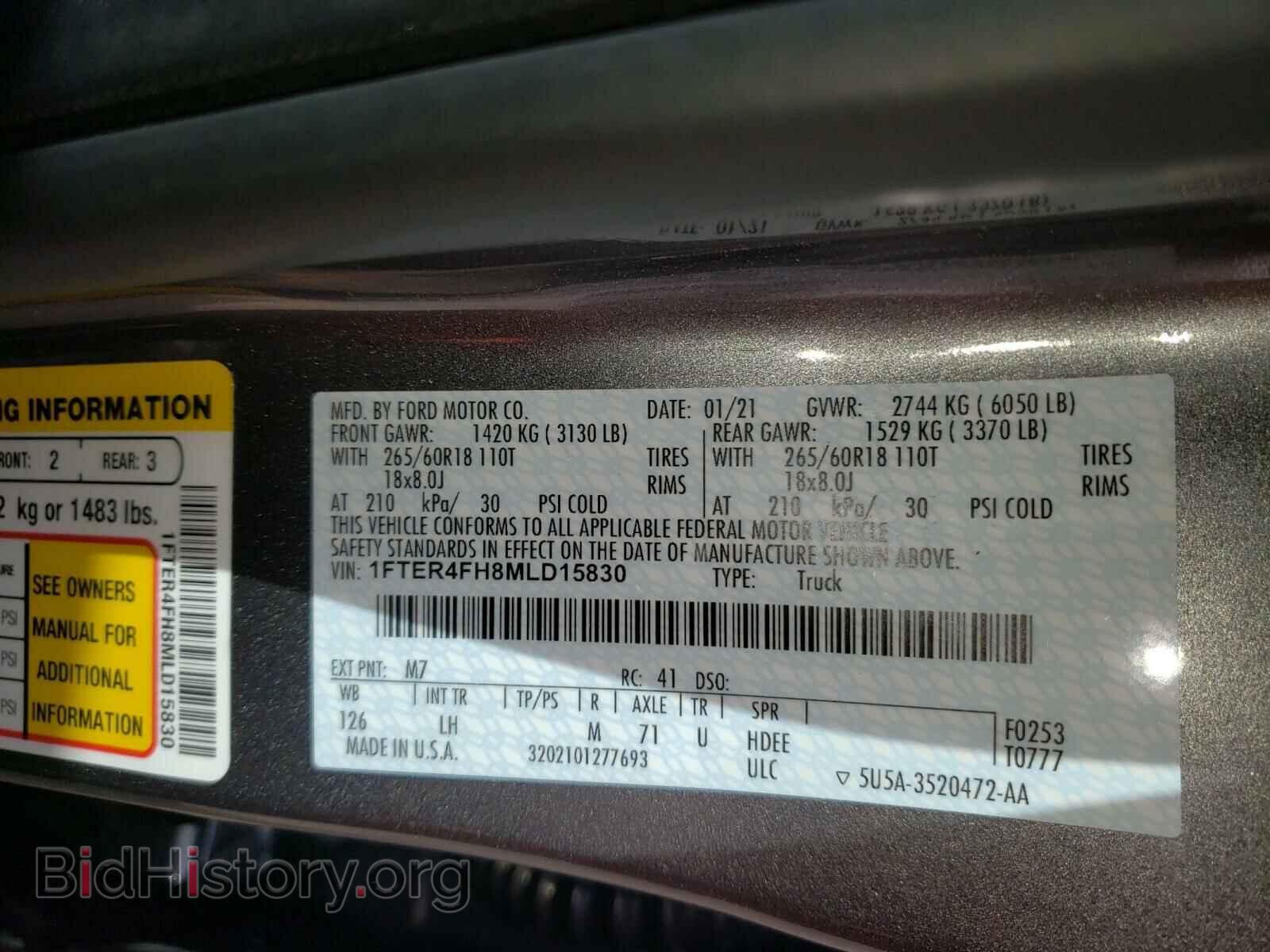2021 FORD RANGER - VIN: 1FTER4FH8MLD15830 - Фото 10
