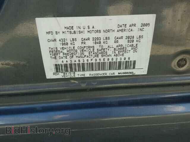 2005 MITSUBISHI GALANT - VIN: 4A3AB36F95E062306 - Фото 10