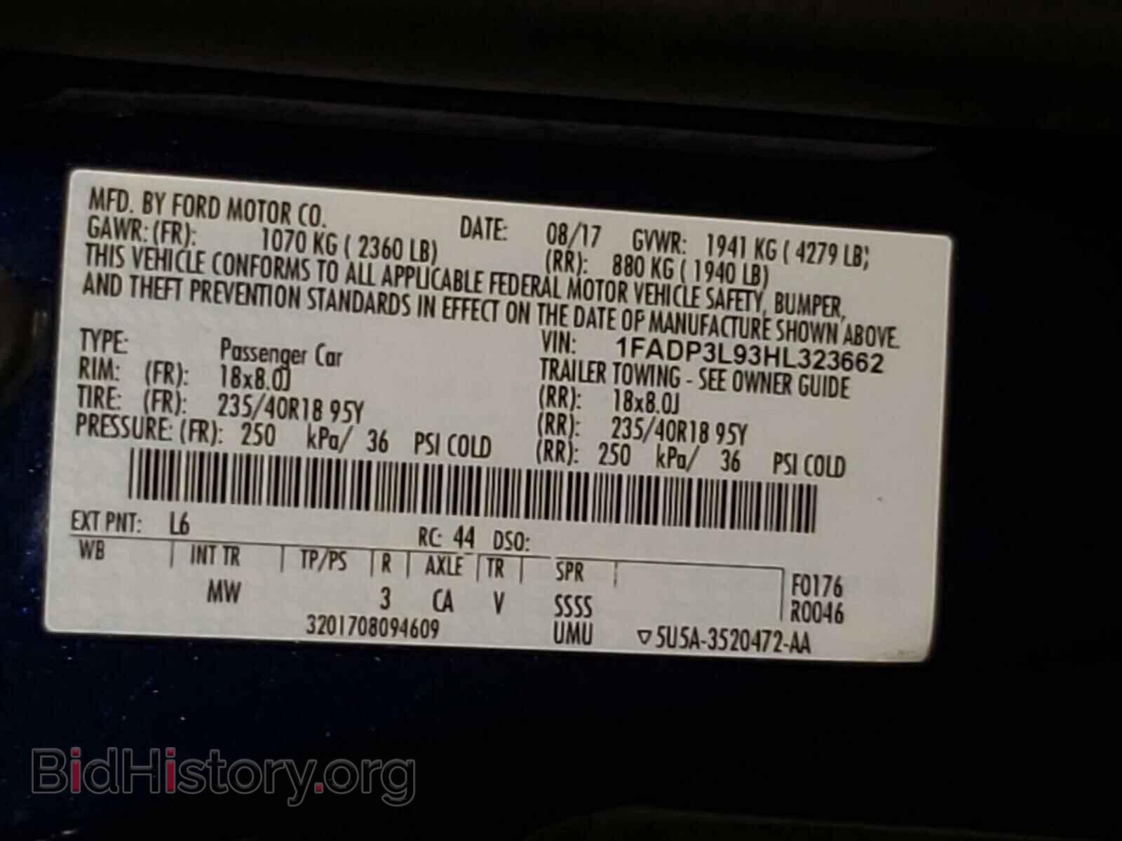 2017 FORD FOCUS - VIN: 1FADP3L93HL323662 - Фото 10