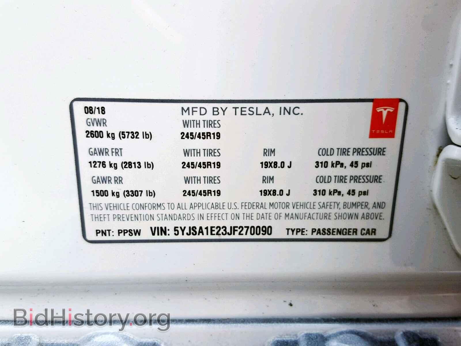 2018 TESLA MODEL S - VIN: 5YJSA1E23JF270090 - Photo 10