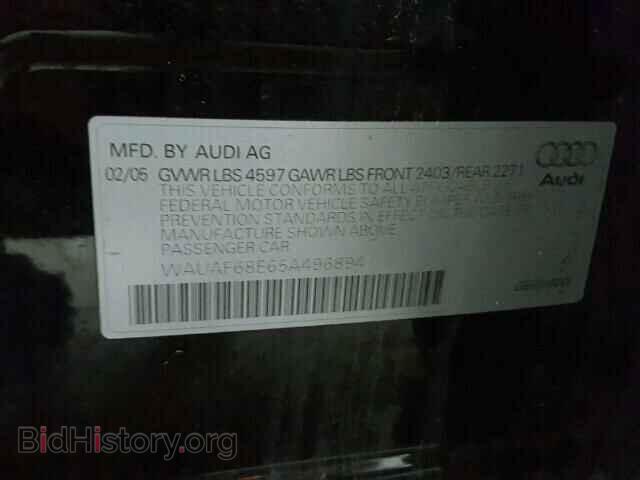 2005 AUDI A4 - VIN: WAUAF68E65A496894 - Фото 9