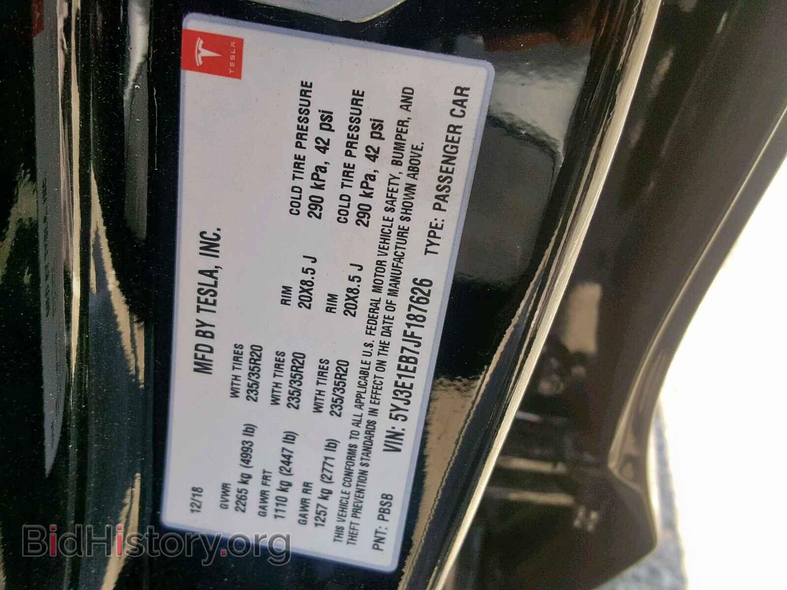 2018 TESLA MODEL 3 - VIN: 5YJ3E1EB7JF187626 - Фото 10