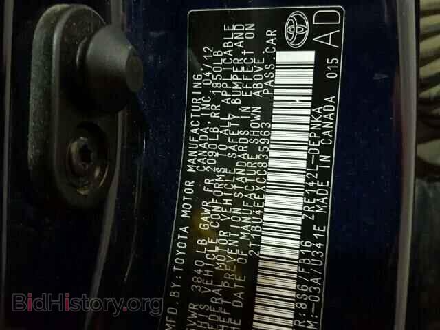 2012 TOYOTA COROLLA - VIN: 2T1BU4EEXCC835963 - Фото 10