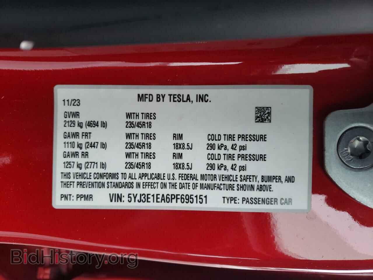 2023 TESLA MODEL 3 - VIN: 5YJ3E1EA6PF695151 - Фото 12