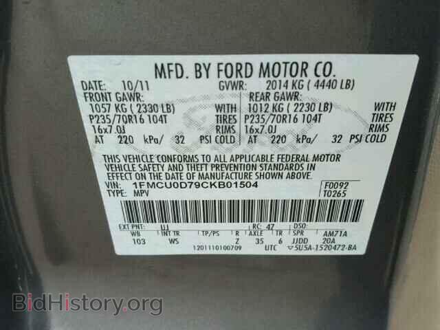 2012 FORD ESCAPE - VIN: 1FMCU0D79CKB01504 - Photo 10