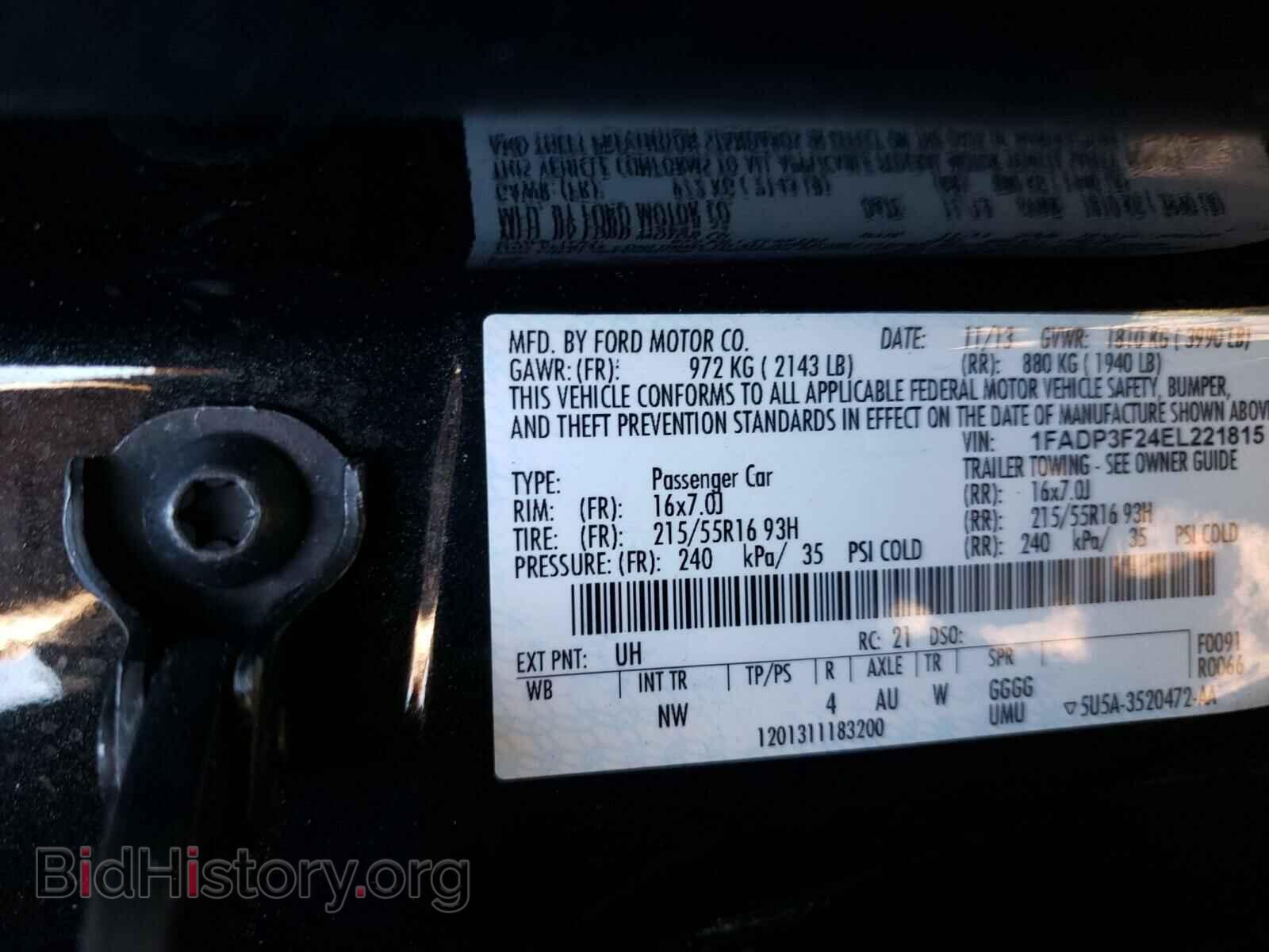 2014 FORD FOCUS - VIN: 1FADP3F24EL221815 - Фото 10