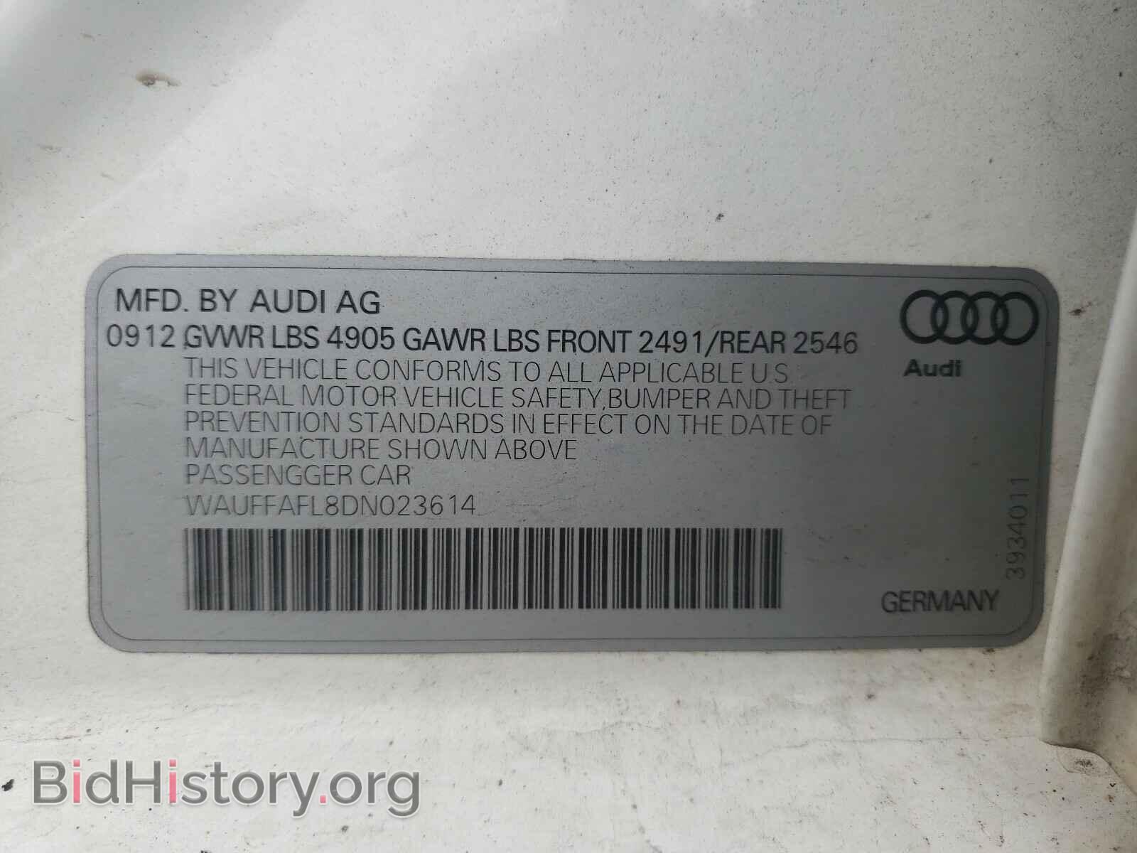 2013 AUDI A4 - VIN: WAUFFAFL8DN023614 - Фото 10