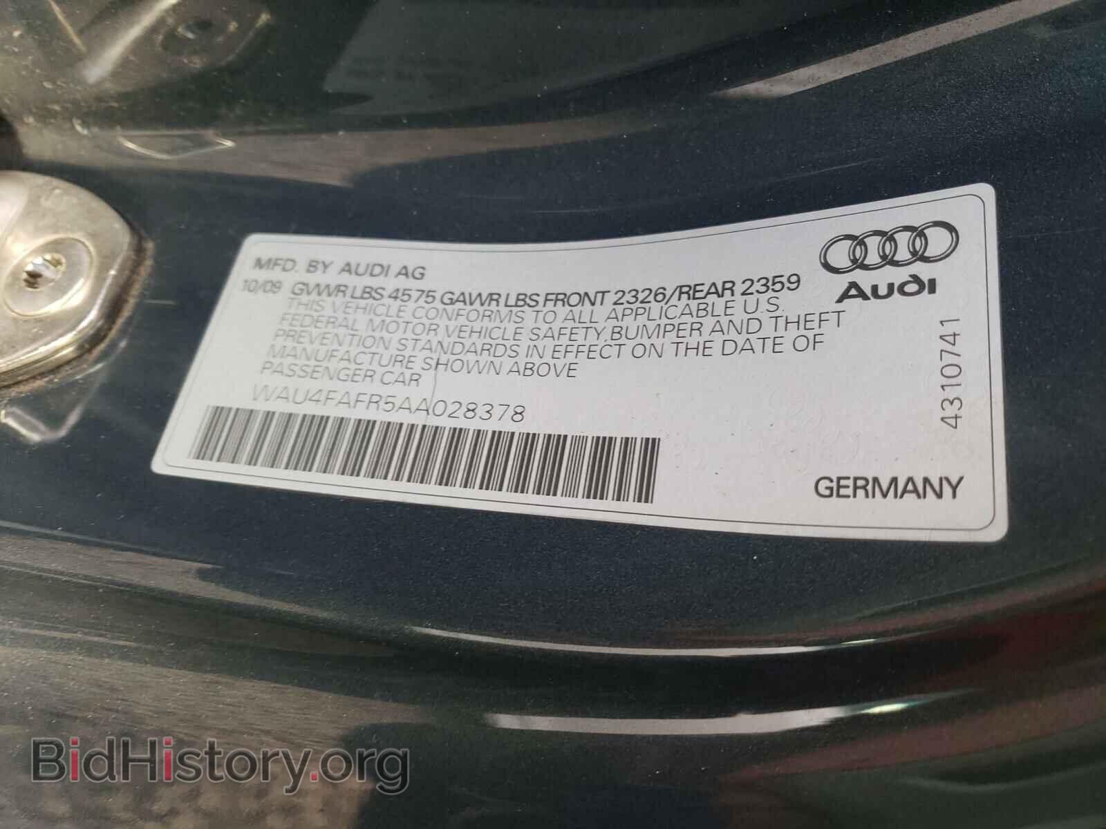 2010 AUDI A5 - VIN: WAU4FAFR5AA028378 - Фото 10