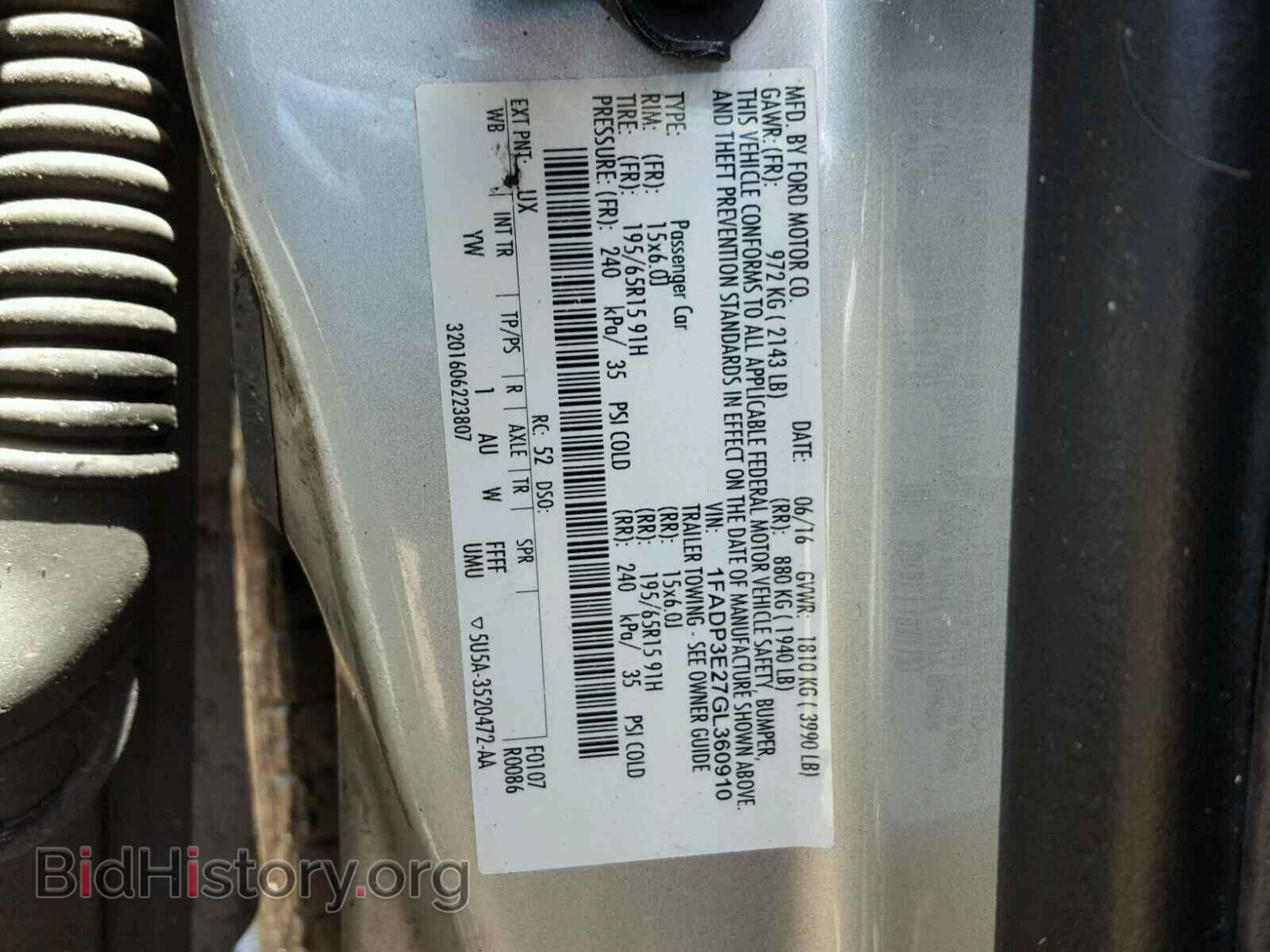 2016 FORD FOCUS - VIN: 1FADP3E27GL360910 - Photo 10