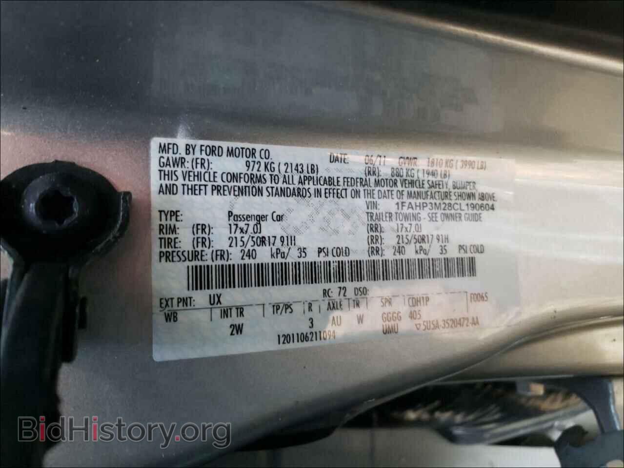 2012 FORD FOCUS - VIN: 1FAHP3M28CL190604 - Фото 10