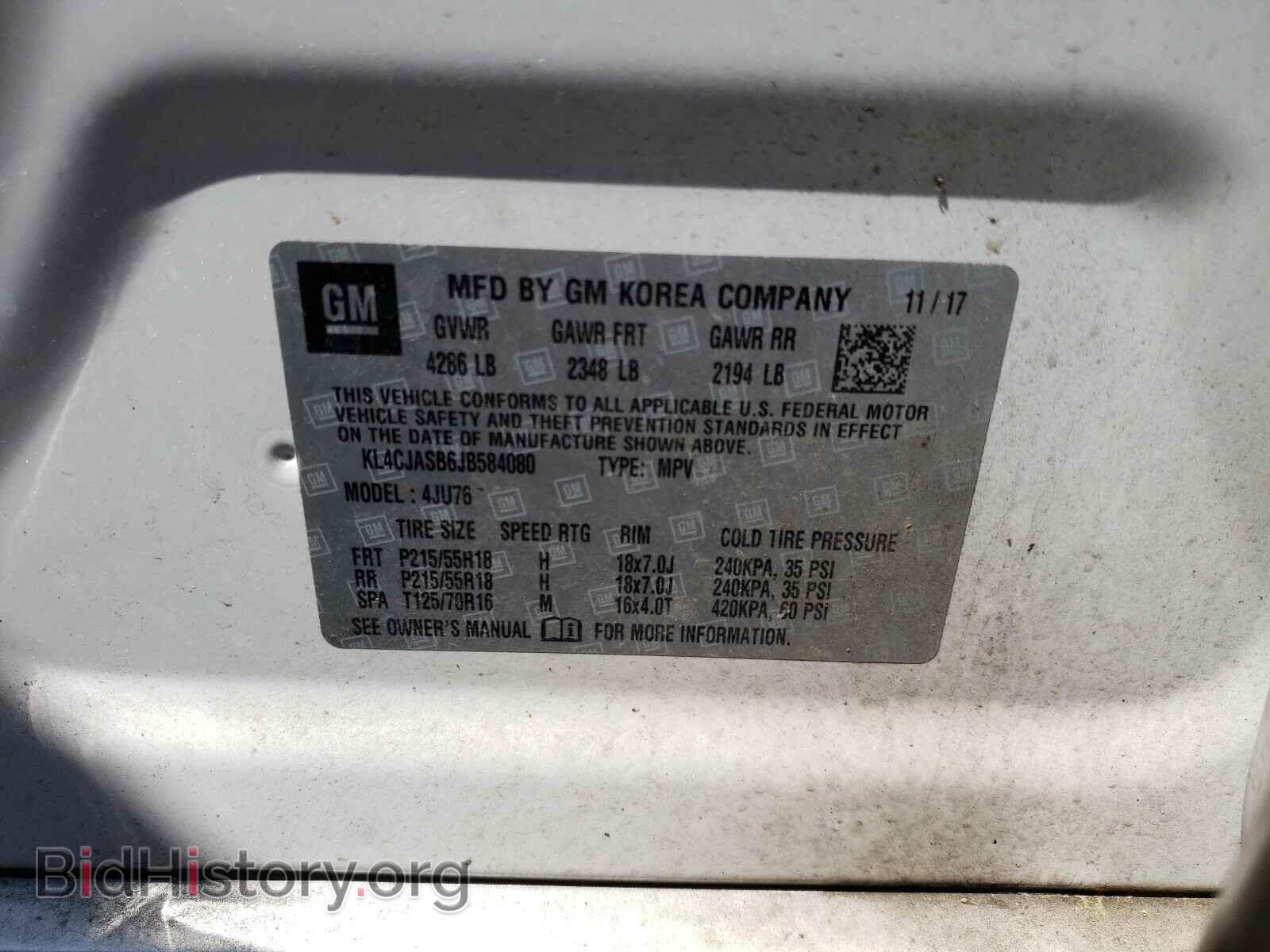 2018 BUICK ENCORE - VIN: KL4CJASB6JB584080 - Фото 10
