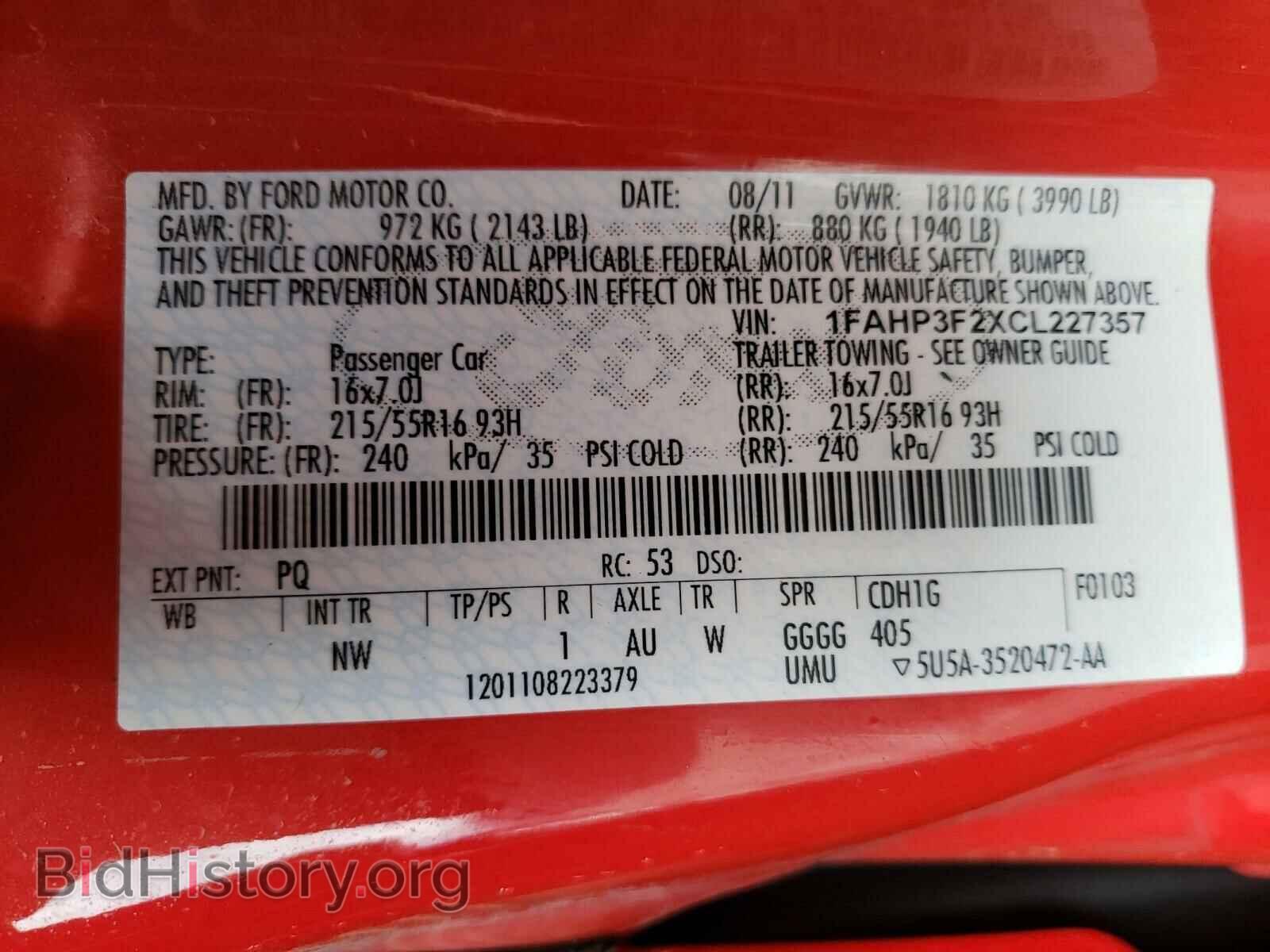 2012 FORD FOCUS - VIN: 1FAHP3F2XCL227357 - Фото 10