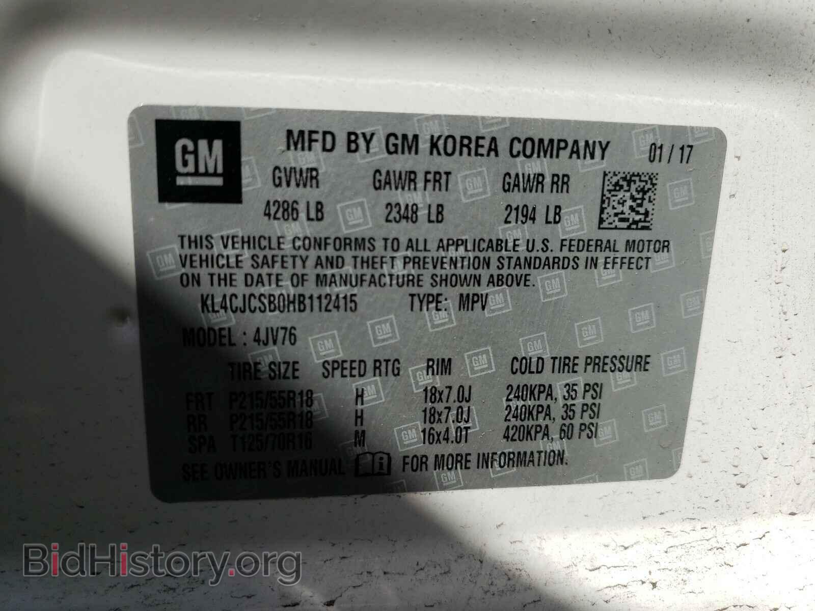 2017 BUICK ENCORE - VIN: KL4CJCSB0HB112415 - Photo 10
