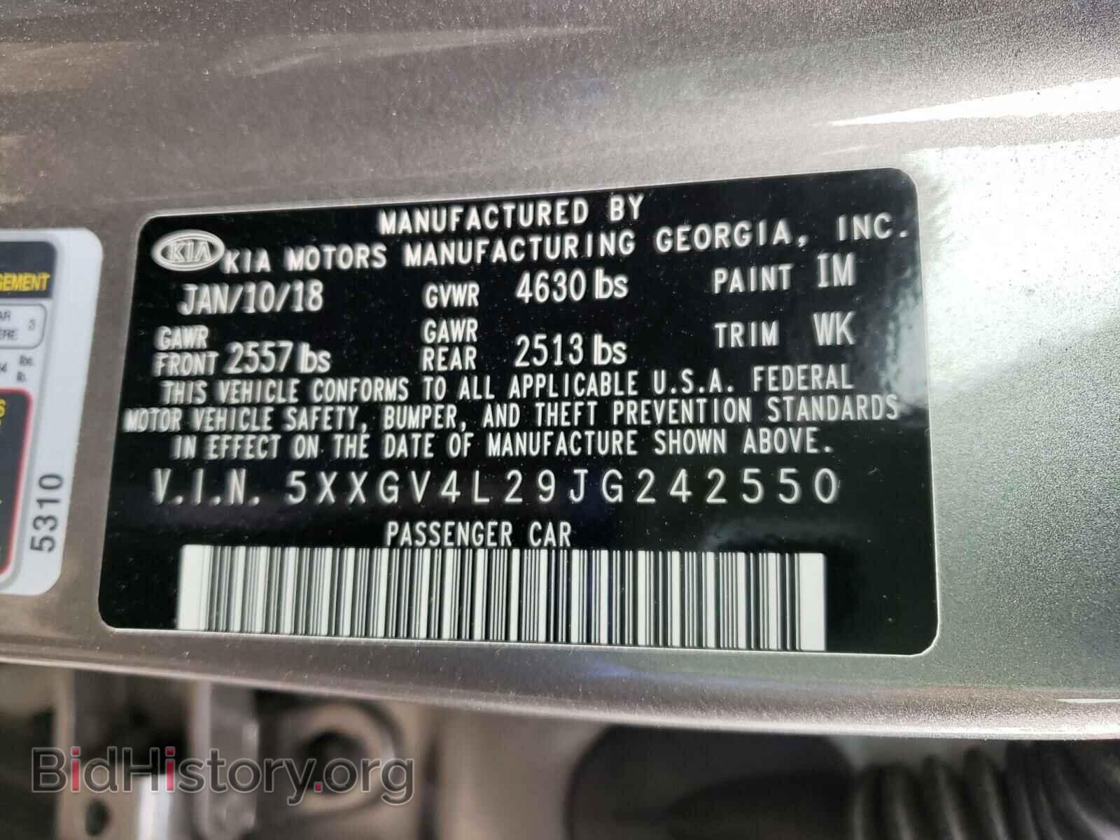 2018 KIA OPTIMA - VIN: 5XXGV4L29JG242550 - Photo 10