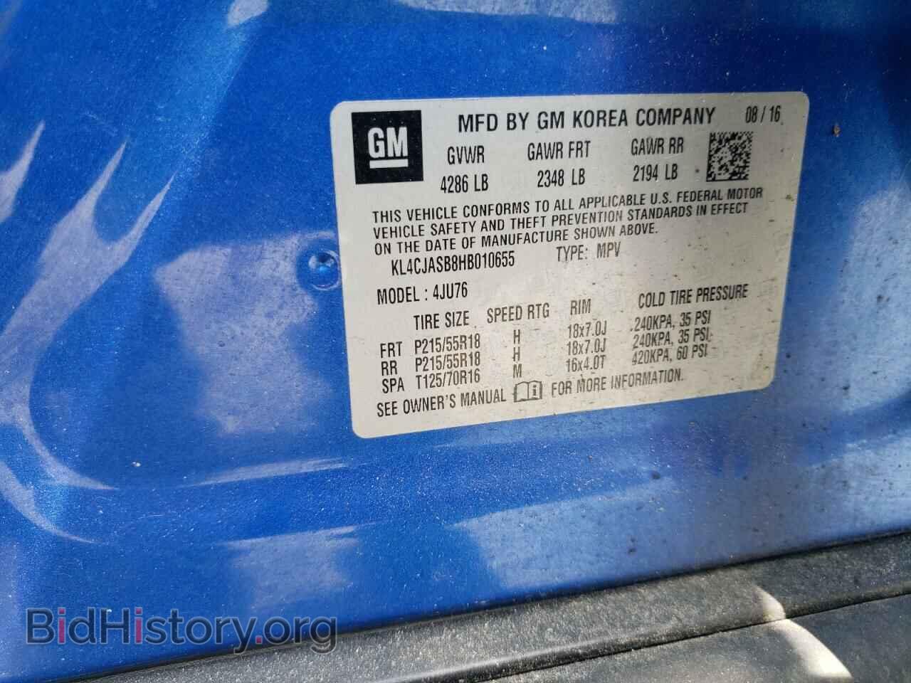 2017 BUICK ENCORE - VIN: KL4CJASB8HB010655 - Фото 10