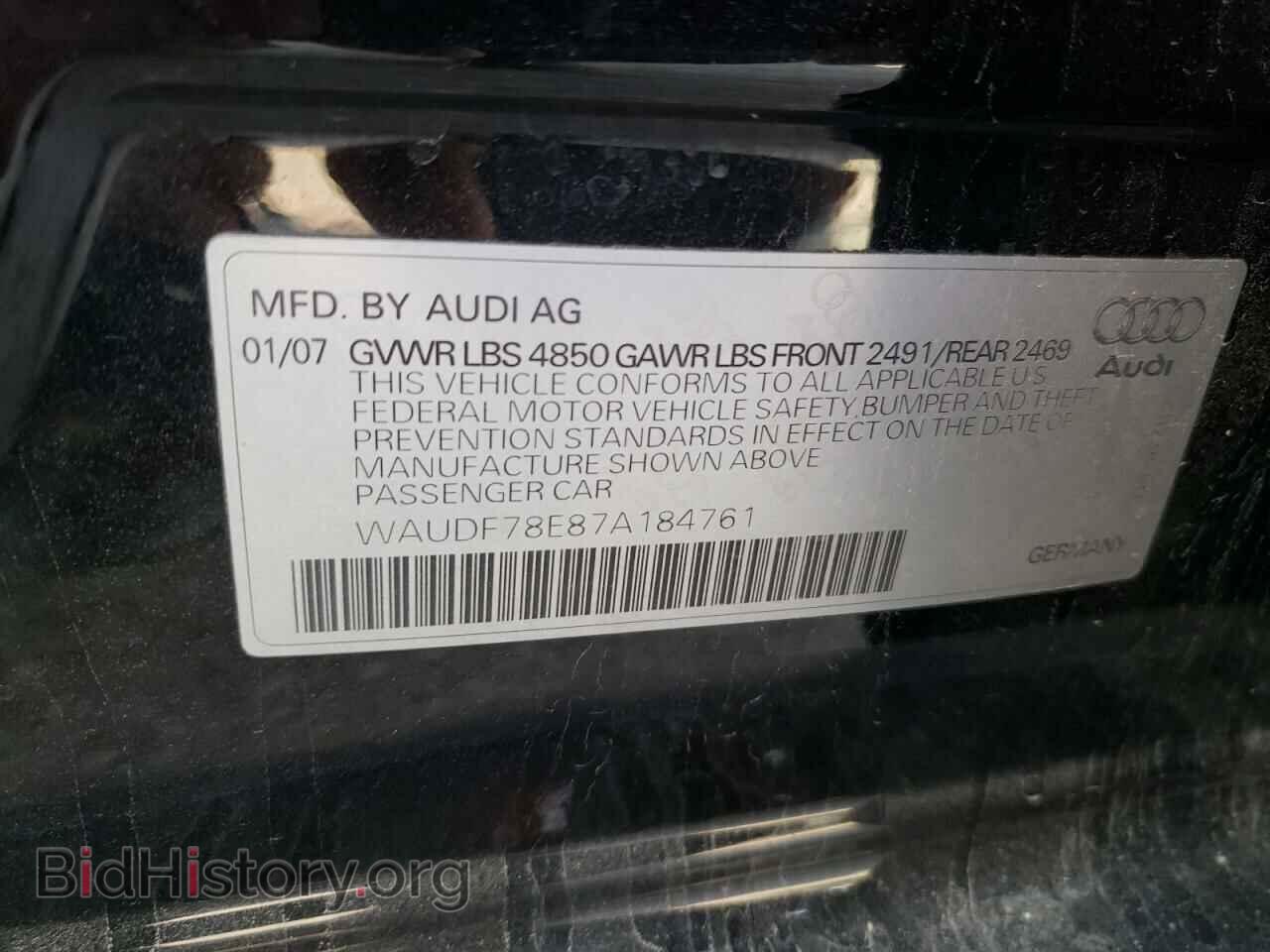 2007 AUDI A4 - VIN: WAUDF78E87A184761 - Фото 10