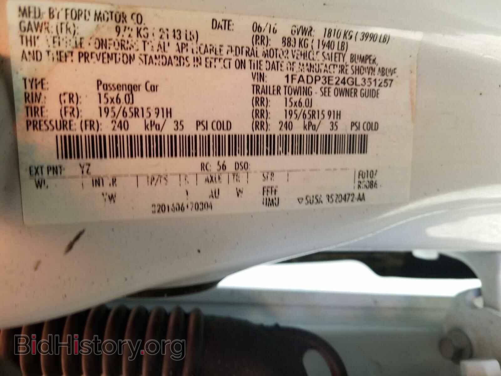 2016 FORD FOCUS - VIN: 1FADP3E24GL351257 - Фото 10