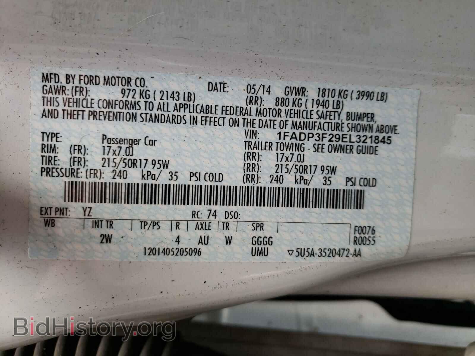 2014 FORD FOCUS - VIN: 1FADP3F29EL321845 - Фото 10