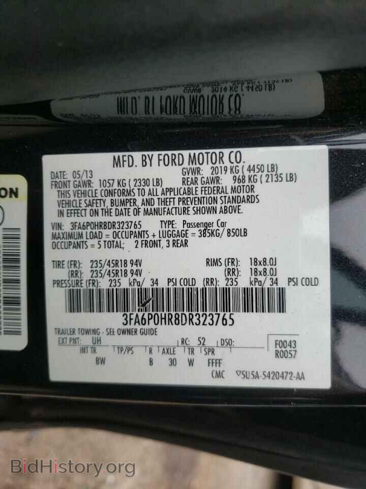 2013 FORD FUSION - VIN: 3FA6P0HR8DR323765 - Фото 10