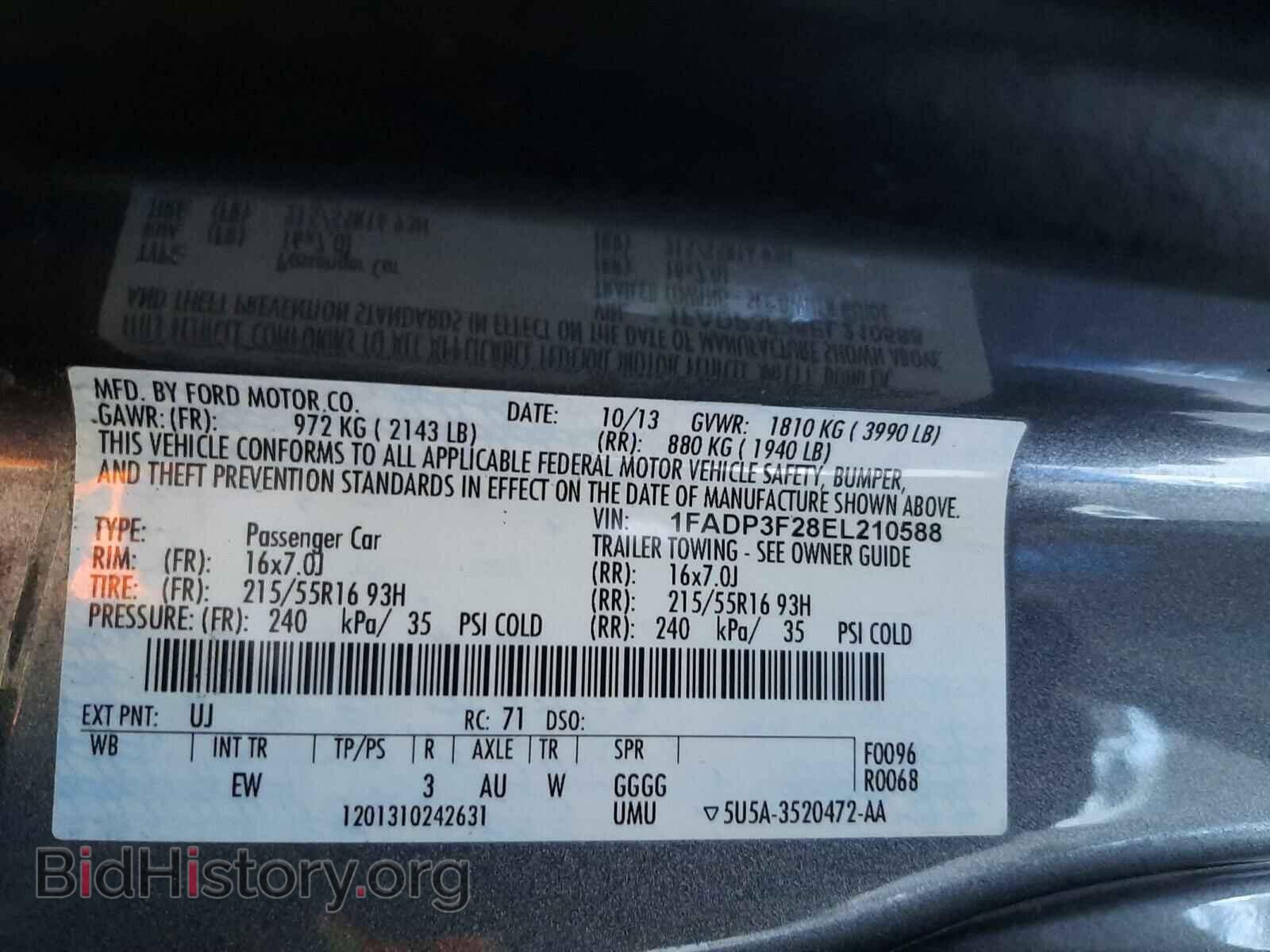 2014 FORD FOCUS - VIN: 1FADP3F28EL210588 - Фото 10