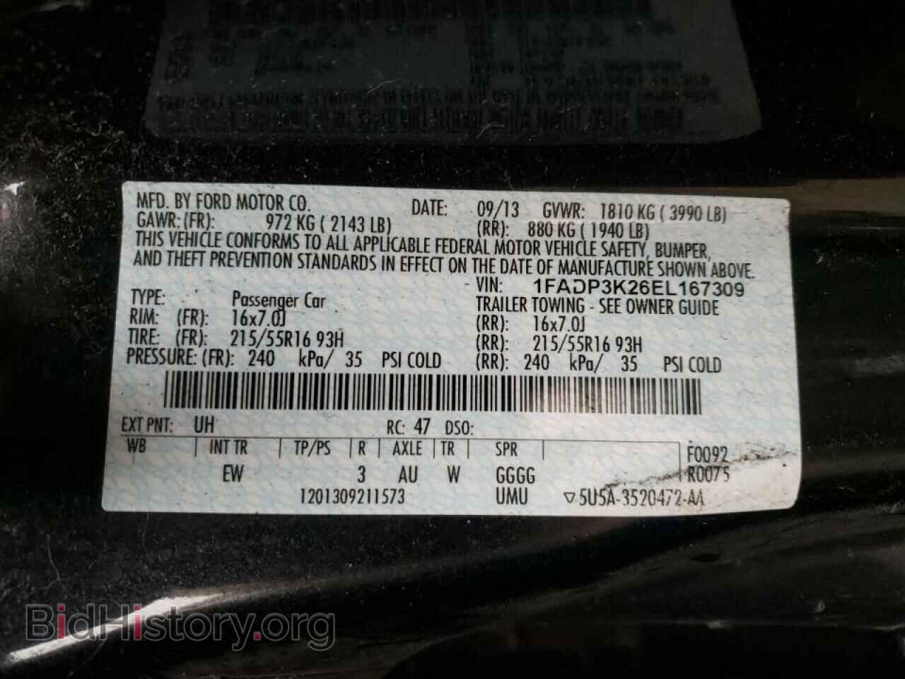 2014 FORD FOCUS - VIN: 1FADP3K26EL167309 - Фото 10