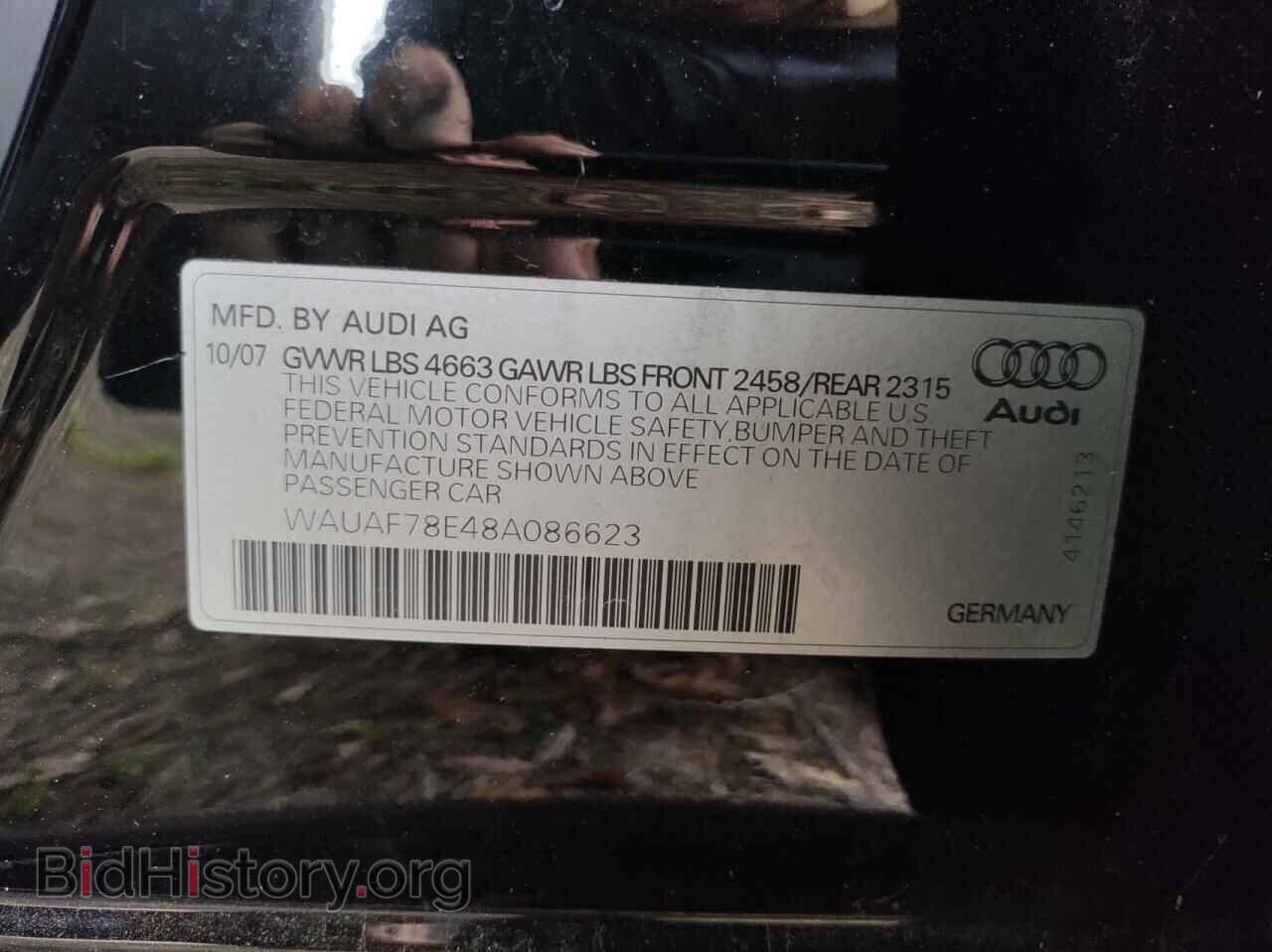 2008 AUDI A4 - VIN: WAUAF78E48A086623 - Фото 10