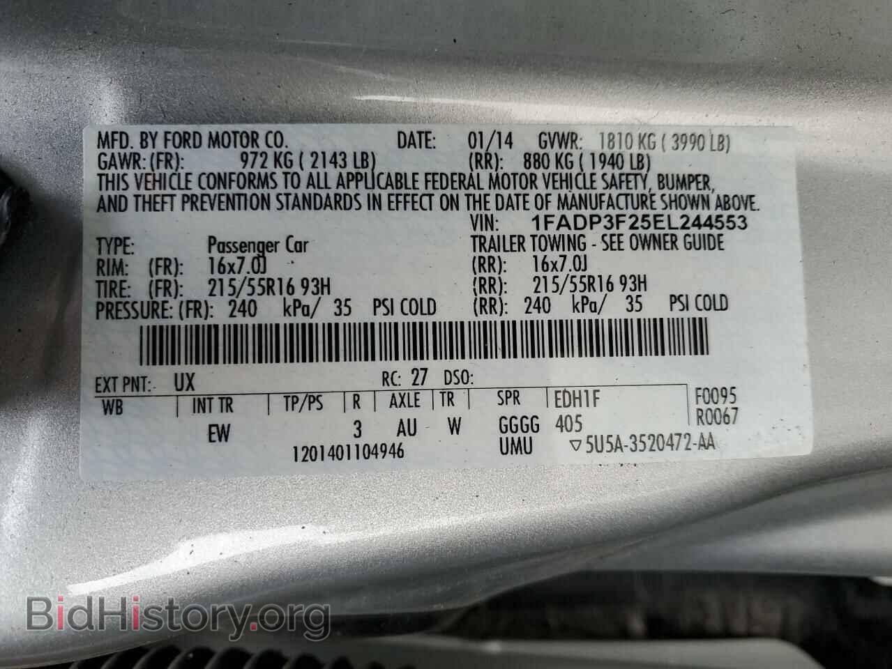 2014 FORD FOCUS - VIN: 1FADP3F25EL244553 - Фото 12